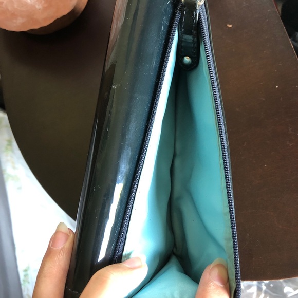 Coach Patent leather wallet with check book navy blue - Picture 10 of 14